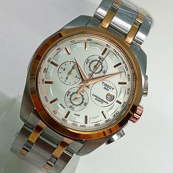 New-Tissot Tachymeter Chronograph White Dial Men's Quartz Swiss 44mm Wristwatch - Picture 1 of 8
